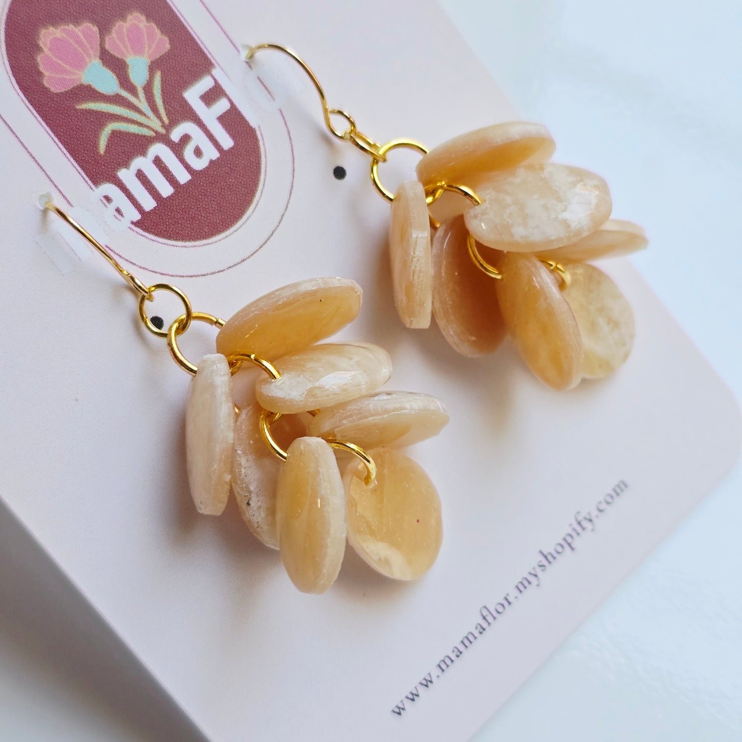 Ada Cascade Earrings in Beige Marble