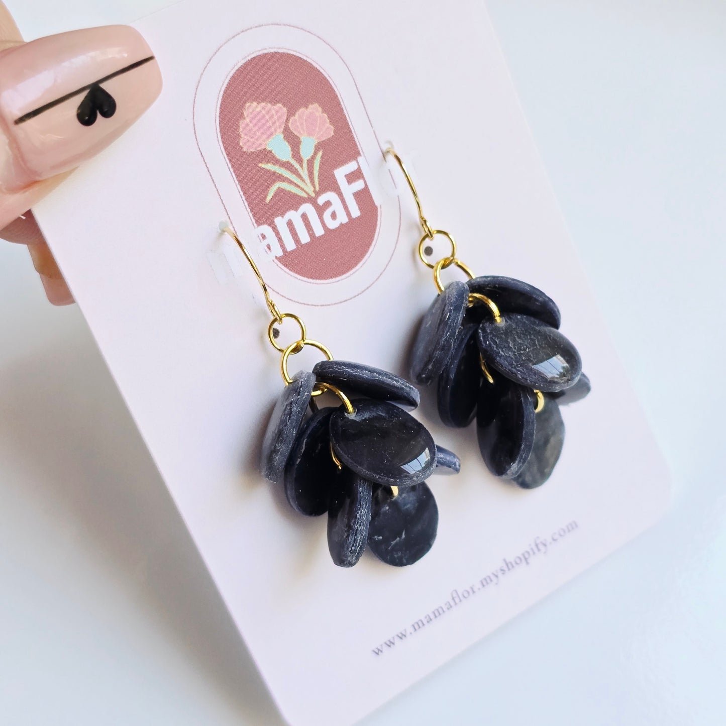 Ada Cascade Earrings in River Rock marble